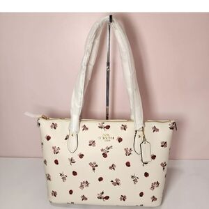Coach White Floral&ladybugs Print Tote Bag